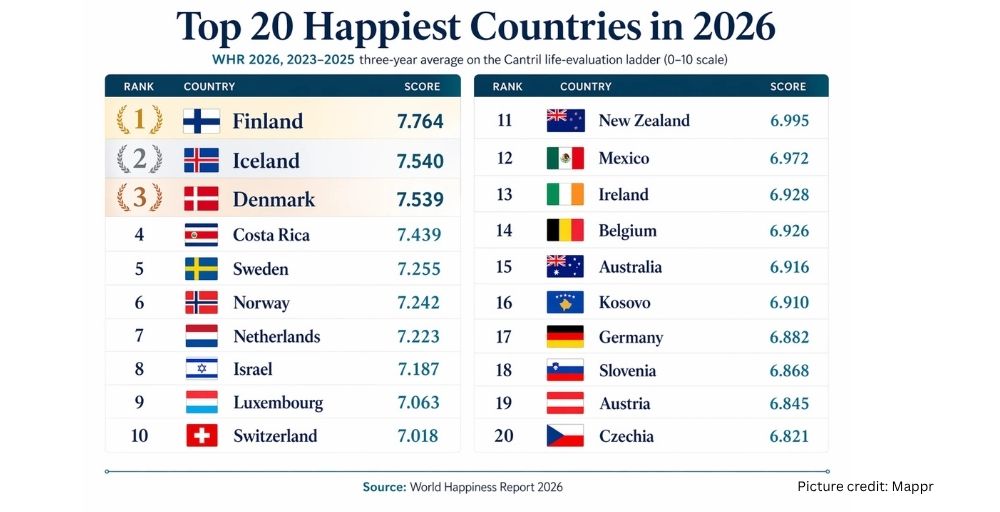Finland Tops World Happiness Rankings for Ninth Consecutive Year