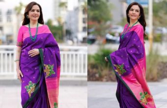 Nita Ambani Showcases Indian Textile Heritage in Custom Kanjivaram Saree at AAPI Humanitarian Awards